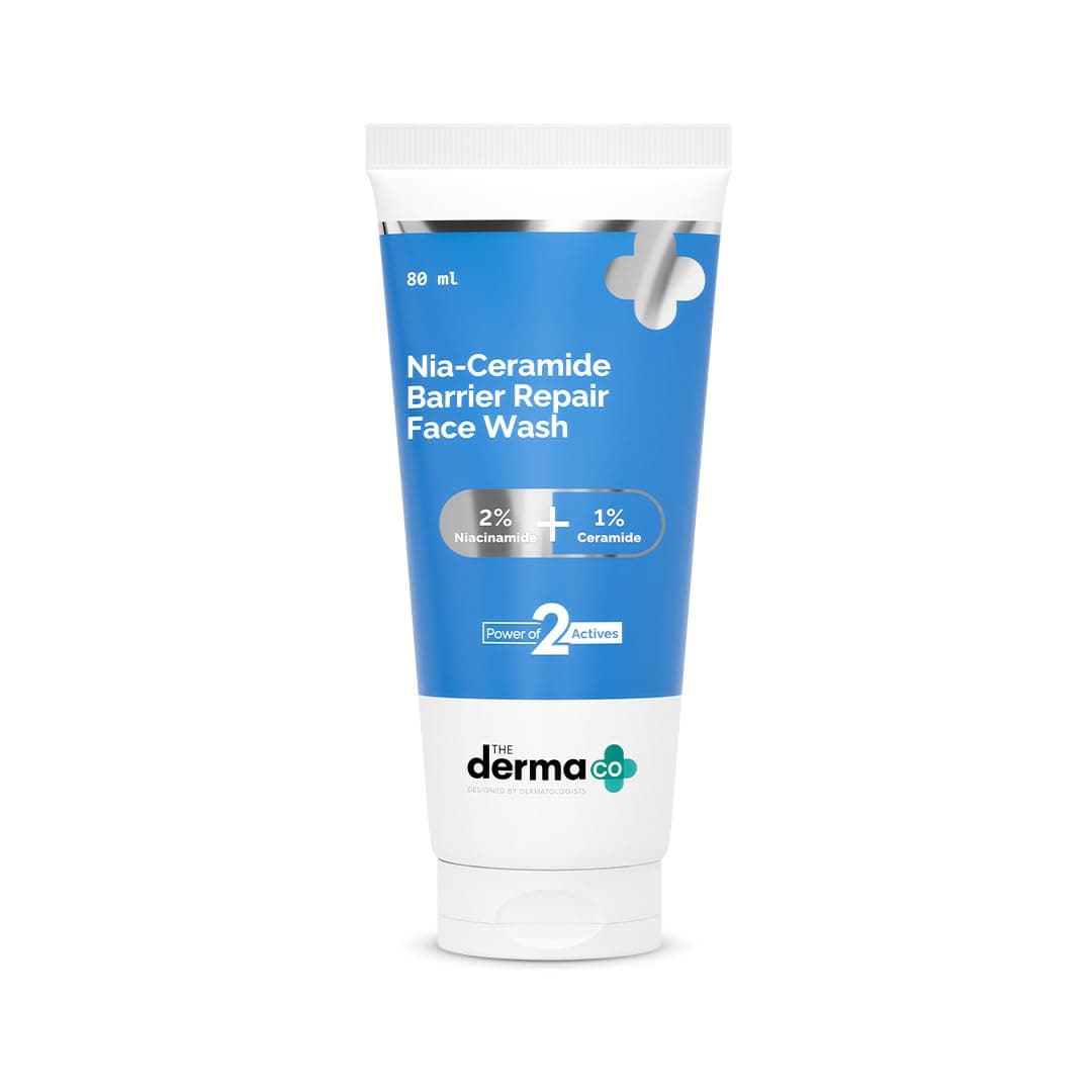 The Derma Co. Nia-Ceramide Barrier Repair Face Wash 80g | With 2% Niacinamide and 1% Ceramide | Gently Cleanses Skin & Nourishes Skin Barrier | All skin types