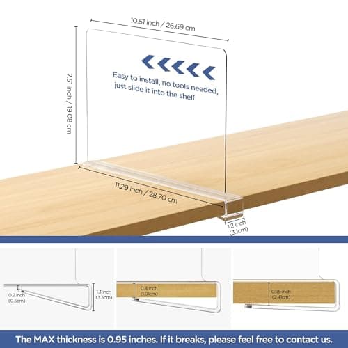 HBlife 16 Pack Clear Shelf Dividers, Vertical Purse Organizer for Closet Perfect for Sweater, Shirts, Handbags in Bedroom and Kitchen, Adjustable Acrylic Bookshelf for Organization