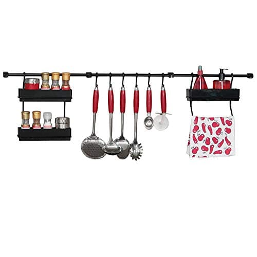 Multipurpose Kitchen Utensil Organizer Holder, Spice Rack, Towel Rack (Black/Black)