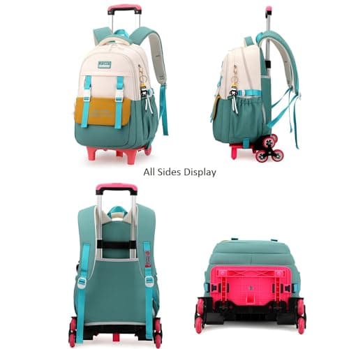 ETAISHOW Rolling Backpack for Girls Backpack with Wheels Roller Bookbag Wheeled Bag Trolley School Bag