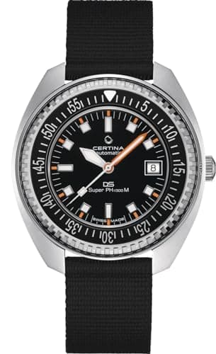 Certina, Mens, DS PH1000M Powermatic 80, Stainless Steel, Swiss Automatic, Watch, Black, Plastic, 20, (C0249071805100)