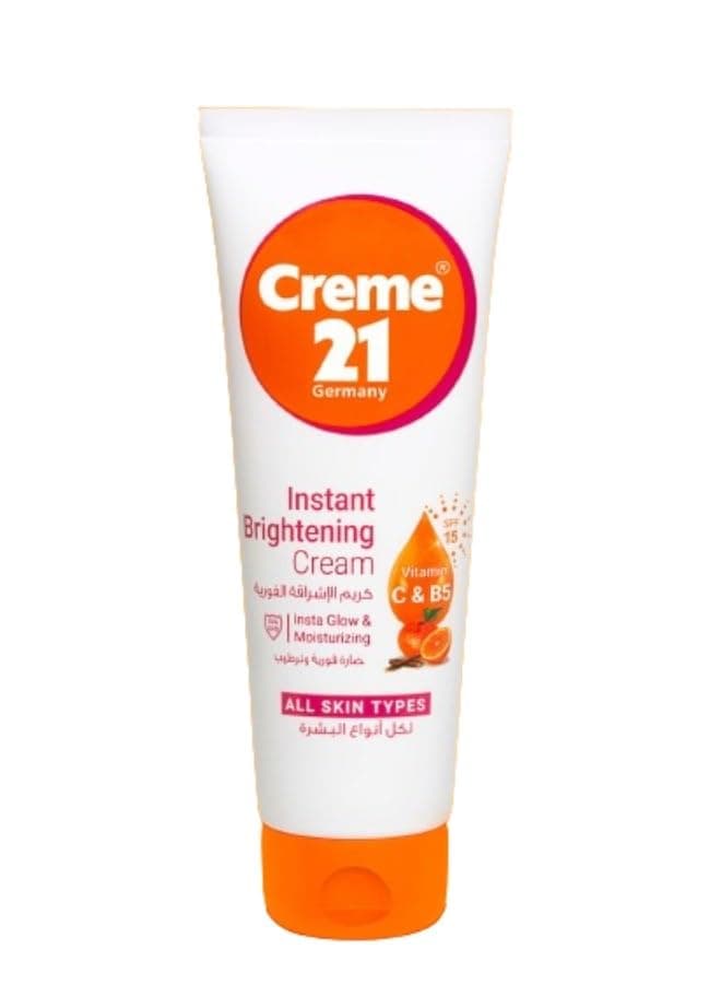 Creme21 Instant Brightening cream 100 ml - Pack of 1 | Moisturizes you skin | Vitamin C Cream | SPF 15 Protection | Brightening Body Cream | Soft Body Cream | Cream for hands, face and body