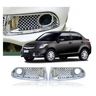 AUTOFLAME Bentley Type Chrome Fog Lamp cover Left & Right Side for Swift -Dzire (2014 onwards) - Set of 2pc.-Silver Colour