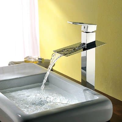 BY-Mix hot and cold waterfall basin copper square wash the tap on Washbasin faucet single hole, single handle