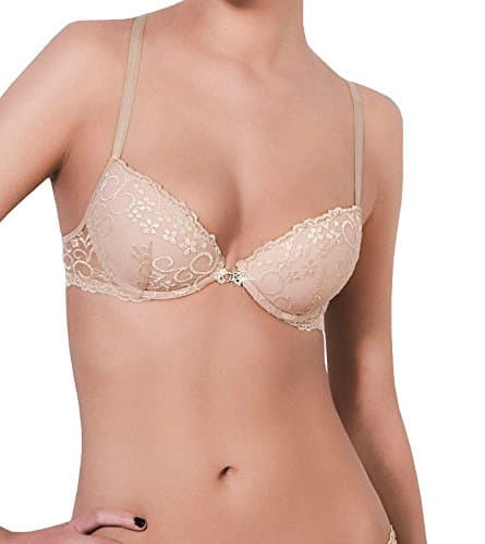 ea Lingerie Best Seller Lace Race Back Bra Underwire Front Closure Designer (36B, NUDE)