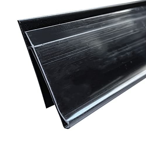 Shelf Label Strips 100 Pack Snap-in Angled 1.25”H Shelf Label Holder Strips for Metal Wood or Plastic Gondola Shelf with Price Tag Channel, PVC Plastic Clear Front/Black Back Strip for 48” Long Shelf