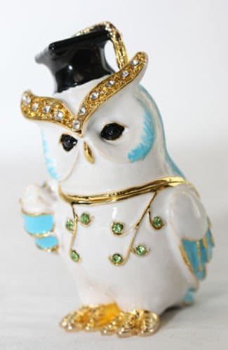SECRET SAFE GRADUATE OWL - TRINKET BOX CONTAINER INSIDE METAL CONTAINER WITH SPACE FOR JEWELLERY, PILLS, TRINKETs, VALUABLES, SECRET MESSAGES, HERBS OR OTHER STORAGE : NEW!