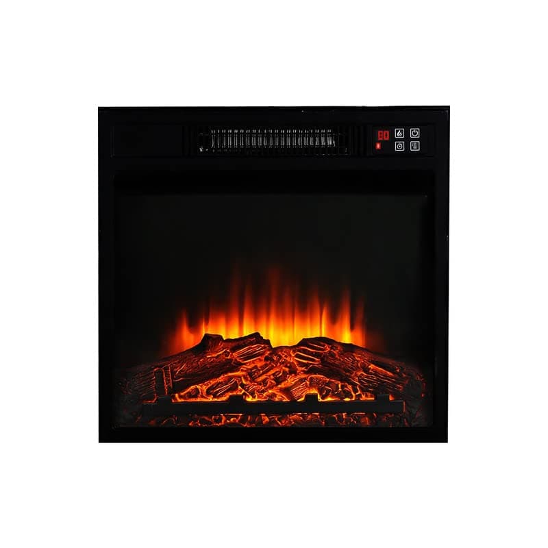 thermomate 18 Inch Electric Fireplace with Thermostat and Realistic Log Set, Black