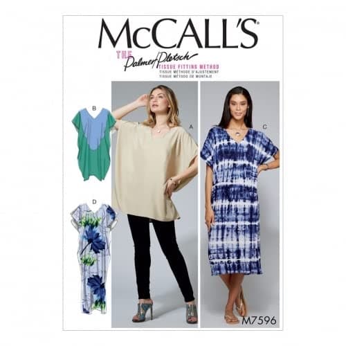 McCall's Ladies Sewing Pattern 7596 Loose Fitting V Neck Pullover Tunic & Dresses