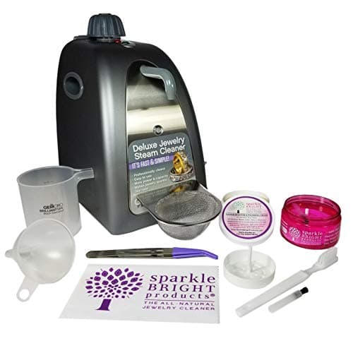 Sparkle Bright Products | GemOro 0375 Black Diamond BrilliantSpa Steamer Jewelry Cleaning Kit, Slate Gray | Includes: Sparkle Bright Products Starter Jewelry Cleaning Kit