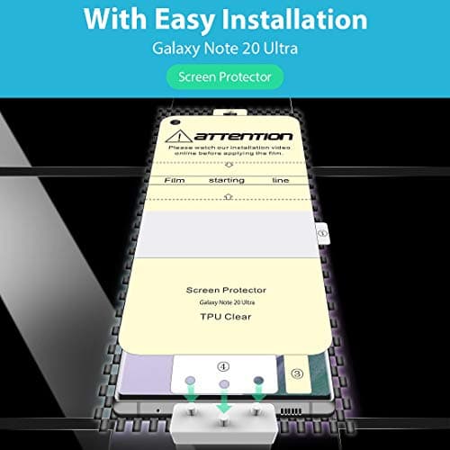 3 Pack LϟK Screen Protector Compatible for Samsung Galaxy Note 20 Ultra 5G 6.9 Inch, New Version, HD Effect Flexible TPU Film, Ultrasonic Fingerprint Supported, Installation Tray - Gray