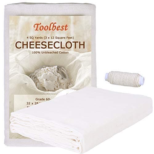 Cheesecloth, Grade 60, 36 Sq Feet, 100% Unbleached Cheesecloth Fabric for Cooking with Cooking Twine, Washable & Reusable Cotton Strainer, Filter(4 Sq Yards Cloth with 4 Yards Twine)