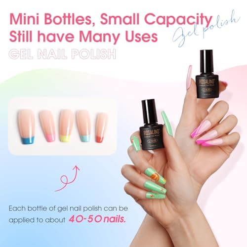 ROSALIND 100PCS Gel Nail Polish Set, 92 PCS Colors Gel Polish Set with 8 Bottles of Base and Glossy Matte Top Coat Starter Gel Nail Set Suitable for All Seasons Gift for Women