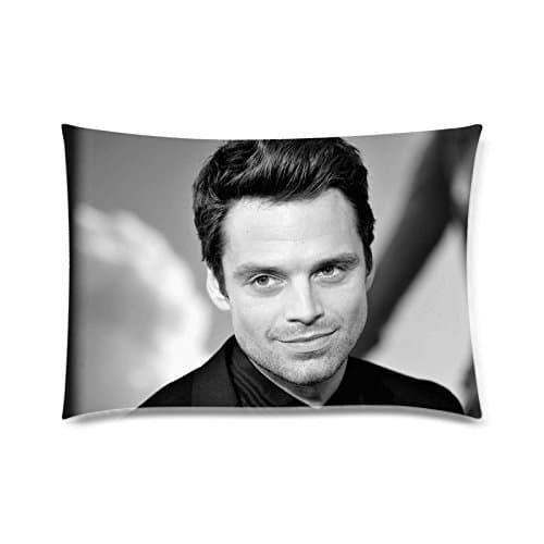 HomeLi Sebastian Stan Personalized Pillowcase Cotton Pillow Case 20X30 Inches Zippered Pillow Cases Cushion Cover Cases(Twin Sides)