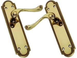 OriginalForgery Georgian Scroll Polished Brass Door Handles without Keyhole