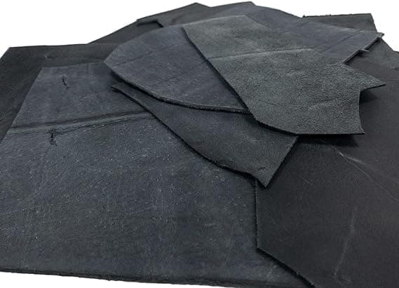 TUZECHLeather Scrap Crafts 1 lbs Leather Scrap - Large Pieces of Full Grain Leather Cowhide Remnants Bag - Design & Make Crafts (Black)
