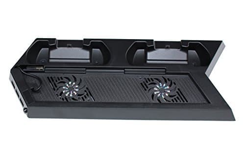 IBSound PS4 Vertical Stand Cooler with Fan, plus FREE Dual Charger Ports Charging Station for Dual Shock Controllers- Black