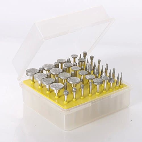 eoocvt 50pcs Diamond Tipped Coated Rotary Grinding Head Jewelry Lapidary Burr Grit