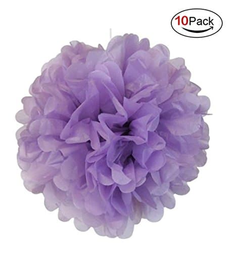 LOOTO 10pcs Crafts Pom Poms/ Tissue Paper Flowers (Light purple)