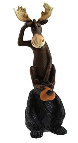 Bear & Moose"On The Lookout", Collectible Sculpture Figure, 9-inch