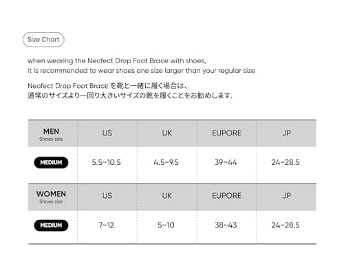 Neofect Plantar Support Device Orthopedic Brace Drop Foot Brace Breathable Neoprene Adjustable Ankle Brace Black Left (LEFT)