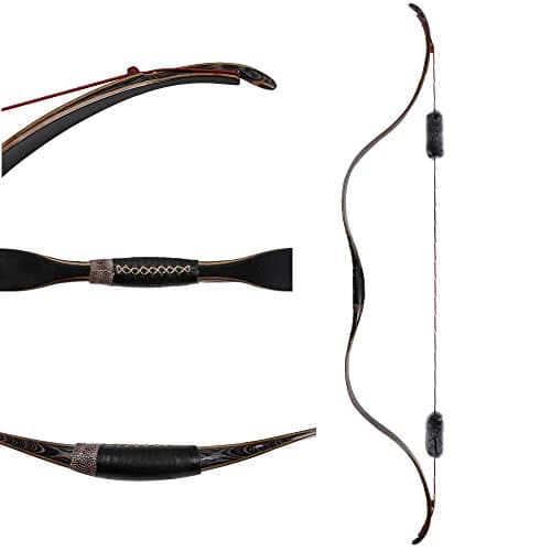 TOPARCHERY Traditional 51'' Recurve Bow Hunting Longbow Wooden Mongolian Horsebow 25lbs-40lbs Handmade Shooting Target
