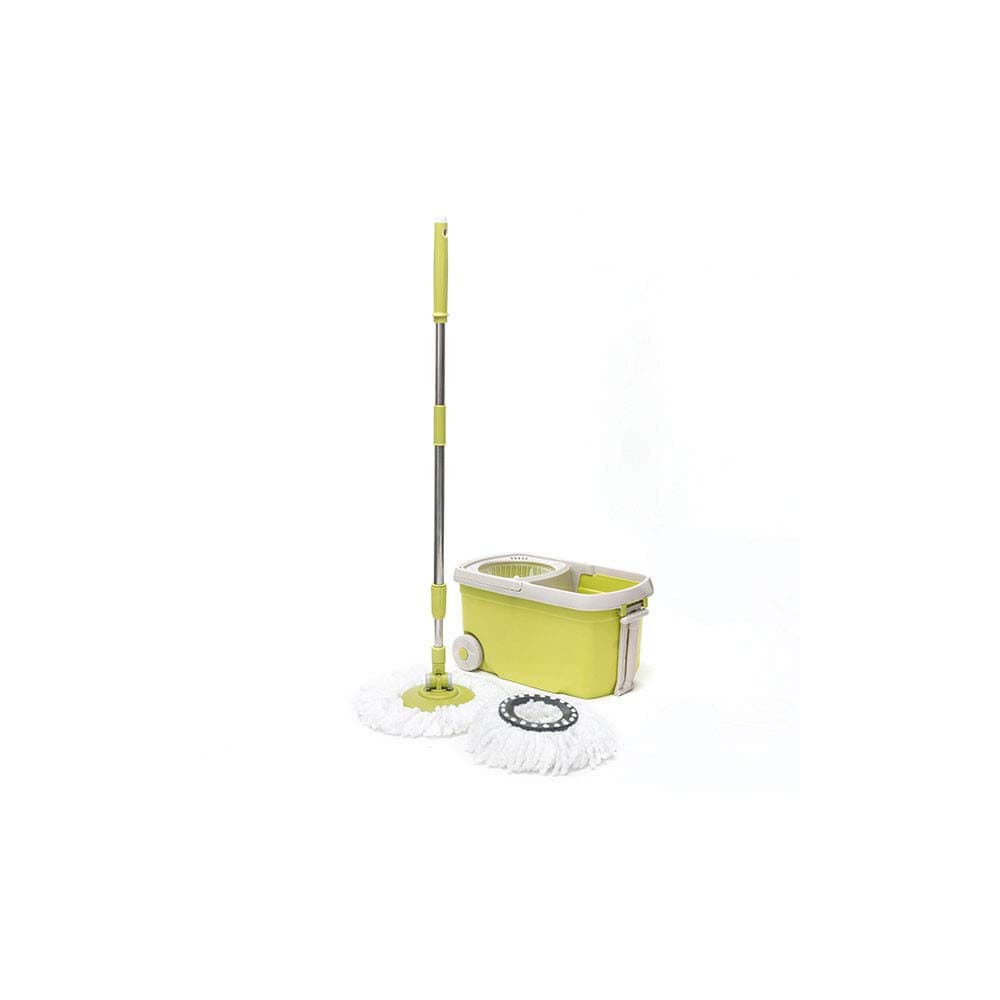 Omnidomo Kong Mop Revolving Mop and Bucket with Wheels, Extendable Handle Microfibre Refill, Green, 27 x 26 x 48 cm