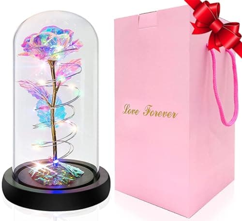 Personalized Forever Rose Flower Gifts for Valentine's Day - Glass Roses for Wife, Mom, Daughter, and Women