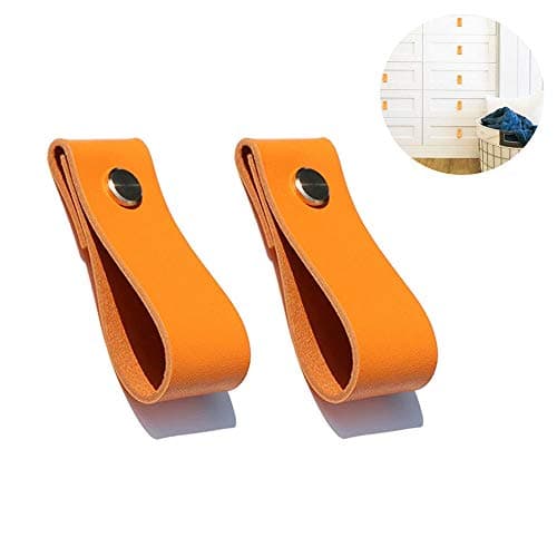 Voyage 2PCs Cabinet Handles PU Leather Furniture Closet Drawer Cabinet Handle Pull Khaki