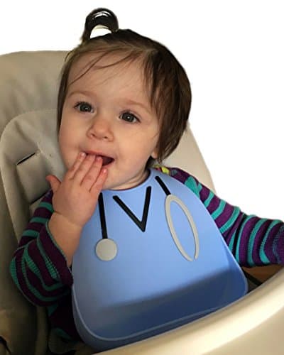 Soft Waterproof Silicone Bib - BPA Free - LFGB Platinum Silicone - Waterproof Silicone Bib with Food Catcher Pocket