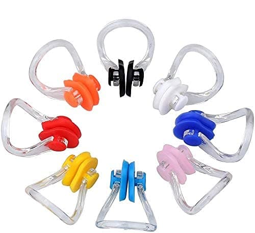 kuou 8 Pieces Swimming Nose Clip, Silicone Swim Training Protector Plug, Each Color for 1 Piece