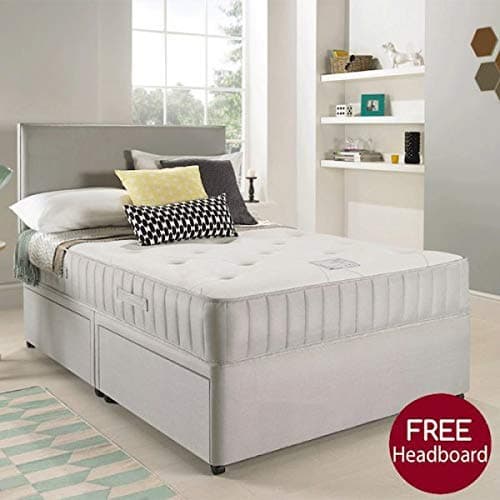 Frankfurt & Co - Fernandes Divan Fabric Bed and Headboard (Optional Drawers and Mattress) (4FT - SMALL DOUBLE FRAME WITH MATTRESS)
