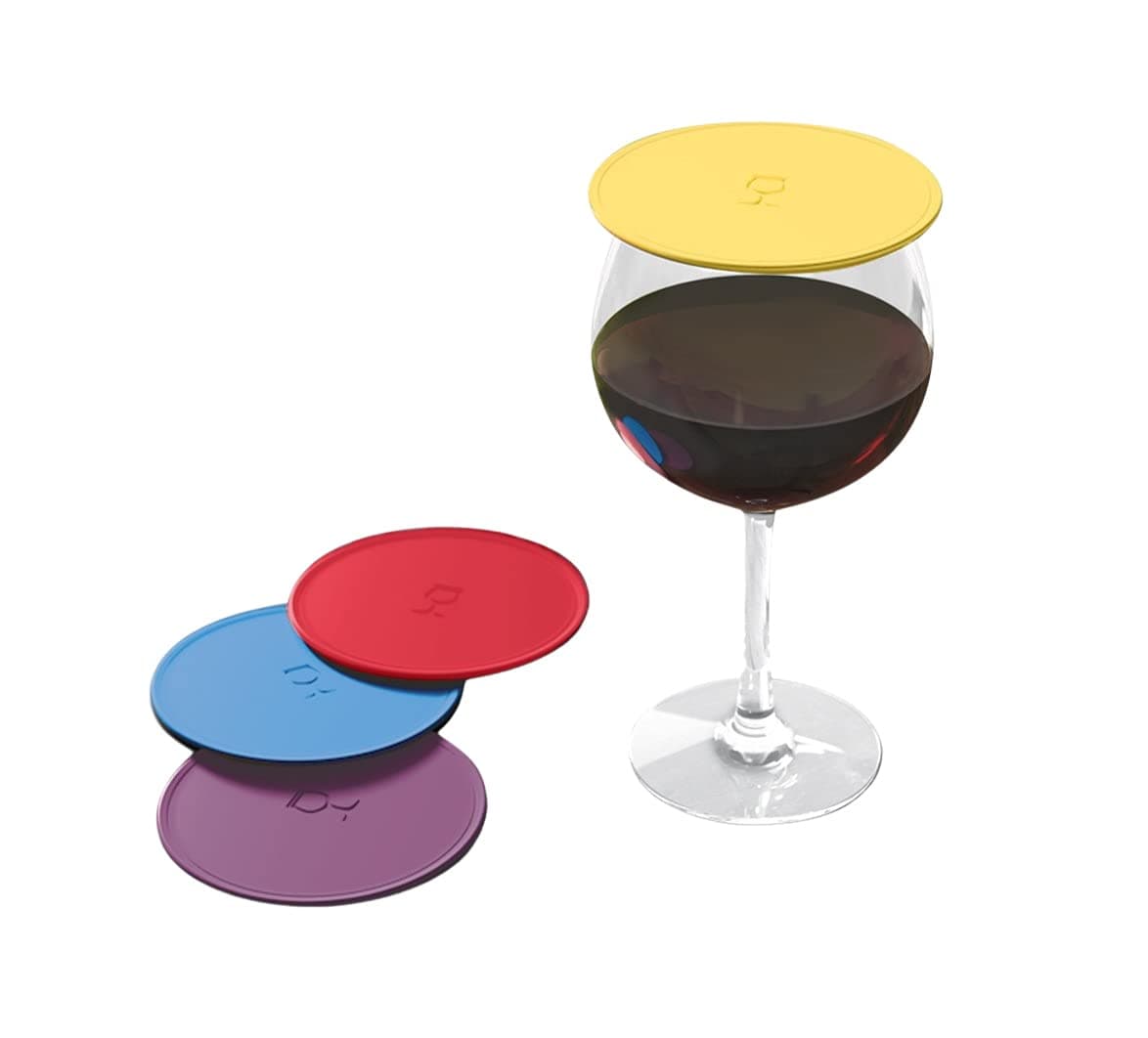 Drink Tops Tap and Seal Outdoor Drinking Glass Cover - Gently Suctions to Glasses to Keep Particles Out & Reduce Splashing - Perfect for Wine Glasses, Coffee/Tea Mugs & Glasses - Vintage Pinot