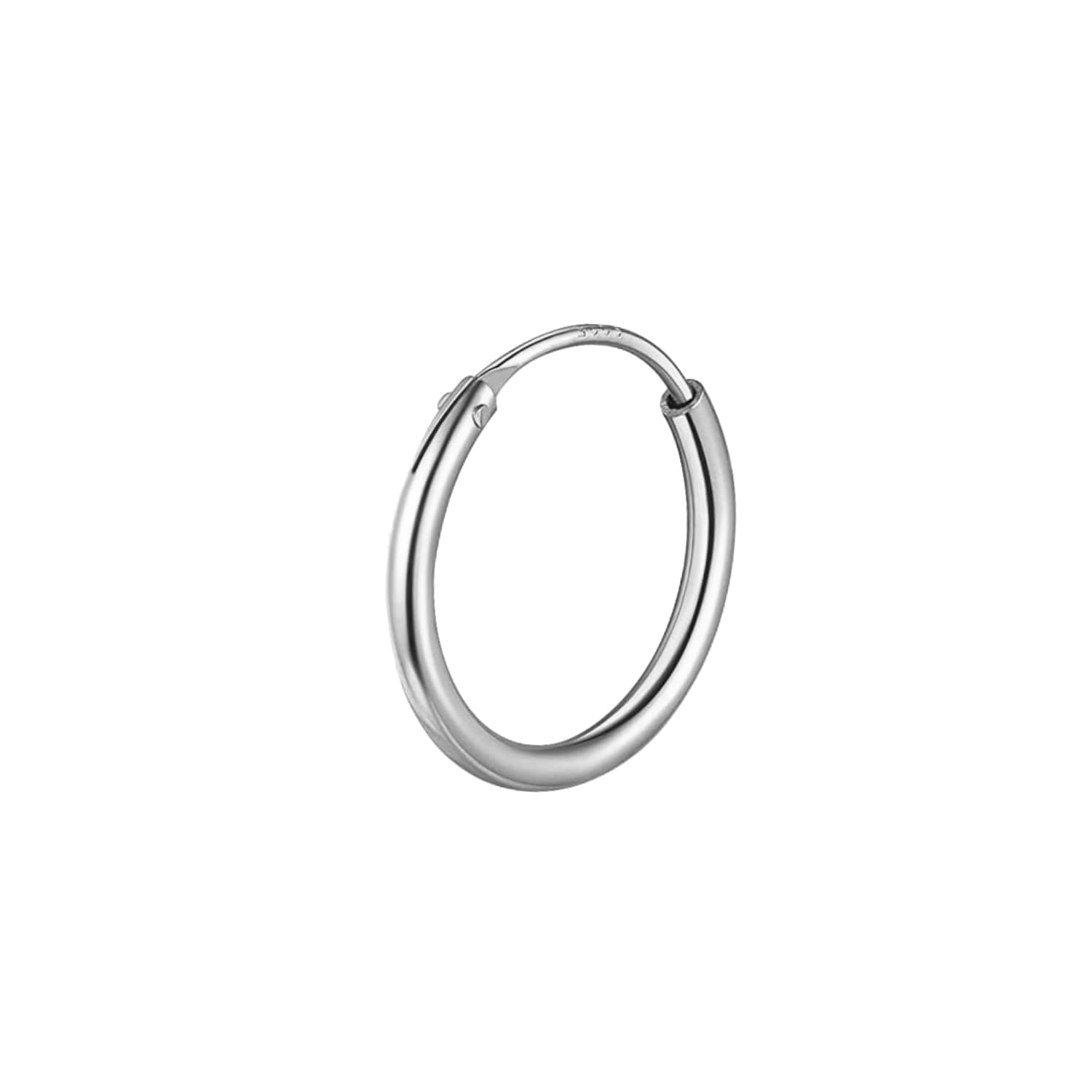 HIGHSPARK 925 Silver Men's Hoop Earring | 92.5 Sterling Silver & Stunning Shine | Single Hoop Thickness 2.0mm (Gauge 12G) & in Sizes 12mm to 20mm | Single Hoop for Men