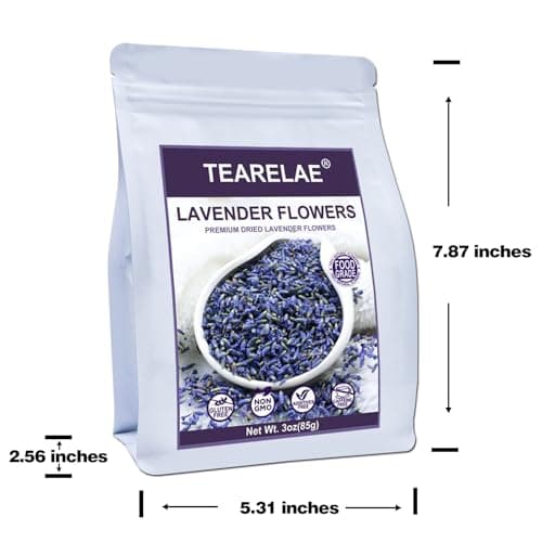 TEARELAE - Premium Dried Lavender Flowers - 5A Top Grade - 100% Natural Edible Flowers Culinary Dried Lavender Buds - for Baking, Tea, Soap, Bath Bombing, Candle and Sachets - 3oz/85g