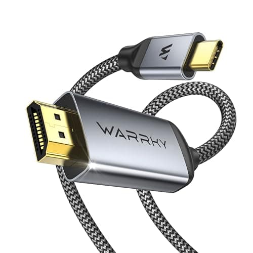WARRKY 4K USB C to HDMI Cable [24K Gold-Plated, Ultra Fast] Type C to HDMI Cable Thunderbolt 3 Compatible with MacBook Pro, iMac, Dell XPS 15/13, Galaxy S10/S9/S8 and More Home Office Helper