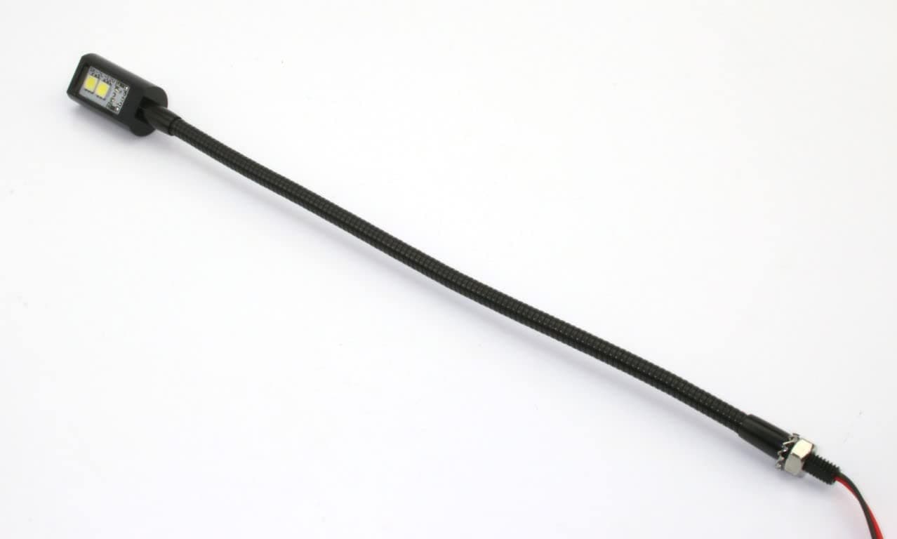 PilotLights Mini Gooseneck Panel Light with Switch, Map Light, Post Light - 240mm - Cool White LED, 12VDC