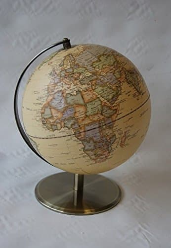 25CM WORLD GLOBE ON BASE ANTIQUE BRASS FINISH MAP POLISHED ORNAMENT