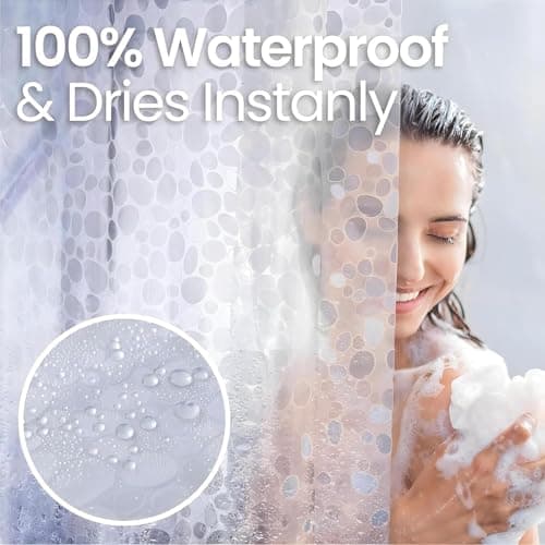 Kuber Industries (Pack of 5) Shower Curtain (9 Feet) Bathroom Curtain | AC Curtains | PVC Waterproof Bathtub Curtain | 8 Rings Curtain | Bathroom Window Curtain | Stone Print | Transparent