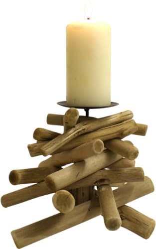 Driftwood Pillar Candle Holder 15cm