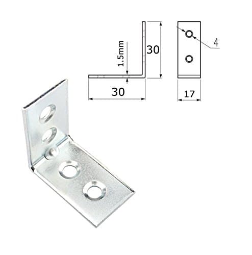 30x Galvanized Steel Angle Brackets BAR 30x30mm /Corner/L Shape/Brace/Box