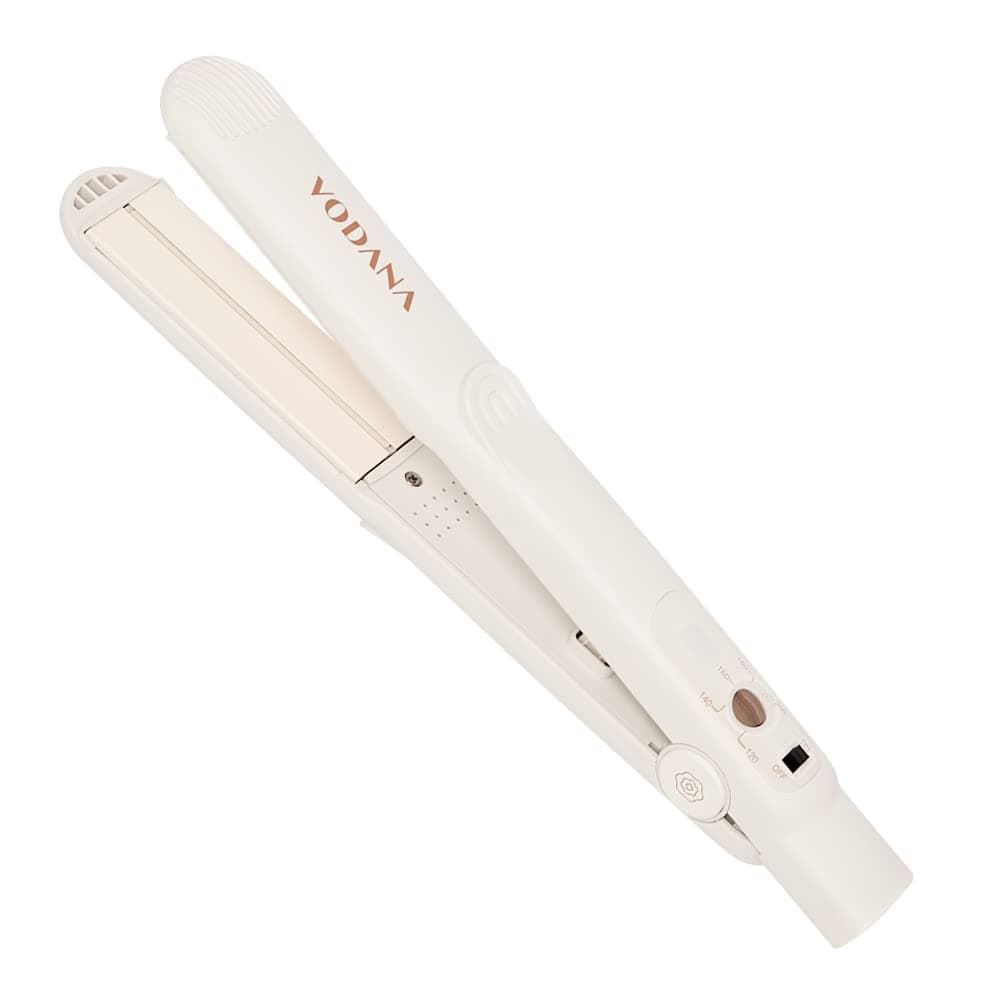 Professional Softbar Flat Iron - Ceramic Straightener with Patented Silicone Bar, Smooth & Quick Styling, Healthy Hair Solution, Dual Voltage for Worldwide Use (1 inch, Ivory)