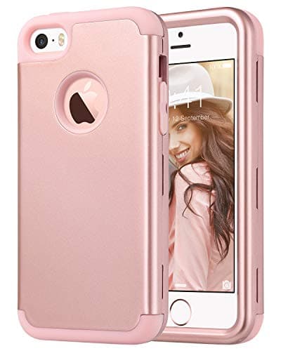 ULAK iPhone SE Case Rose Gold,iPhone 5S Case,iPhone 5 Case, Hybrid Shockproof Hard PC+Soft Silicone Anti-Slip Durable Dust Scratch Protective Cover for Apple iPhone SE/5S/5,Rose Gold
