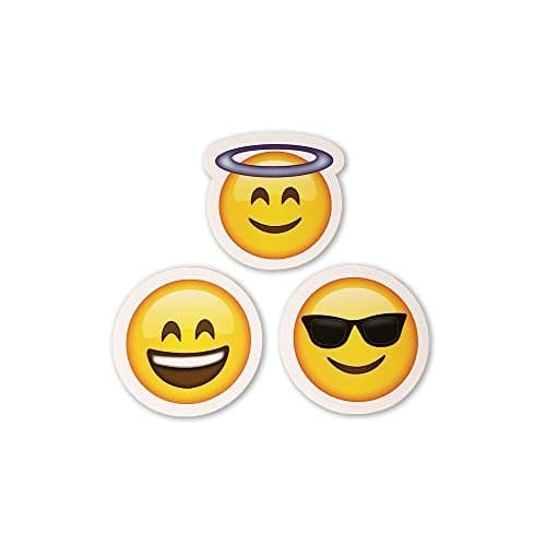 15 Big Emoji Stickers | Each Over 2" | Variety of Emojis | Halo, Smile, Faces, Poo, Cats | Set #1
