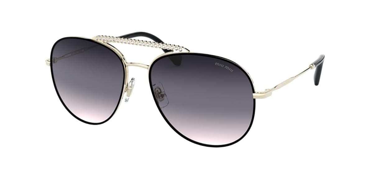 Miu MiuMU 53VS AAVGR0 Gold Metal Pilot Sunglasses Purple Mirror Lens