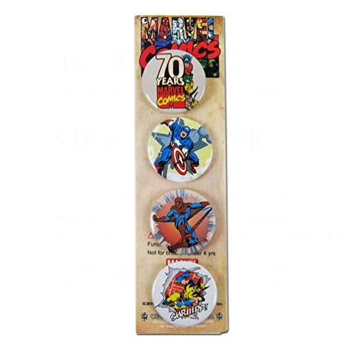 MARVEL Captain America, Spider-Man, Wolverine, 70 Anniversary Button Pin Set of 4
