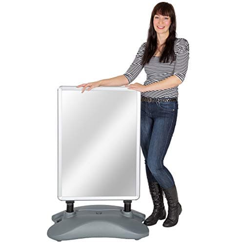 tectake® A1 Poster Board with Double-Sided Aluminium Snap Frame & Fillable Base, Weather-Resistant A Board, Incl. 2 Protective Films, Portable Pavement Sign with Wheels for Indoor & Outdoor Use - Grey