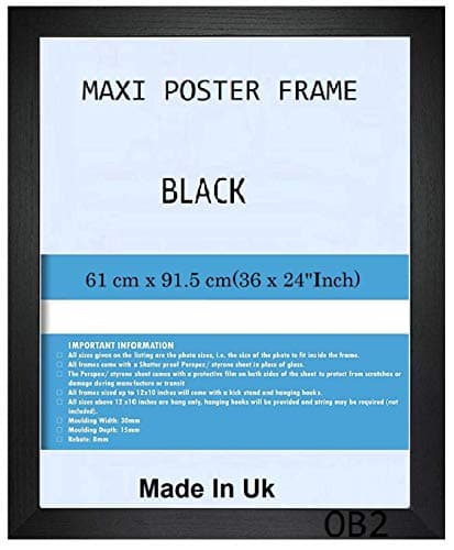 MODERN BLACK WOODEN MAXI POSTER FRAME (Black, 61 cm x 91.5 cm (36 x 24))