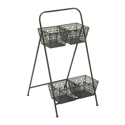 Metal 2 Tier Rack 17-inch x 33-inch Storage Piece, Black