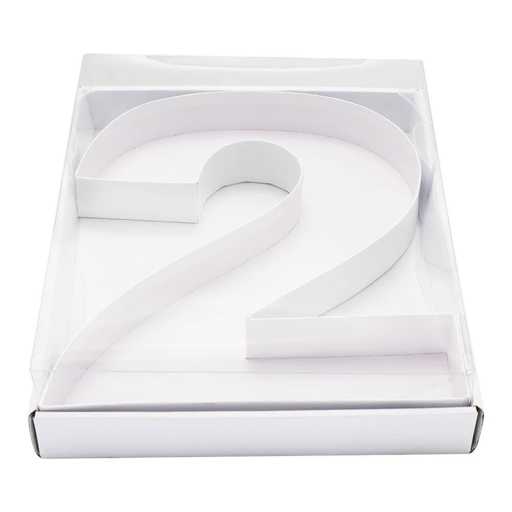 WENPACK 12.5" Cardboard Number Shaped Mache Party Decorative Strawberries Fillable Sweets Candy Box with Clear Lid (white, 2)